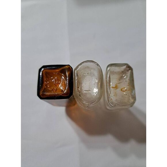 Vintage Small Apothecary Medicine Elixir Glass Bottles 1900s-1938 Amber Clear - Picture 4 of 4
